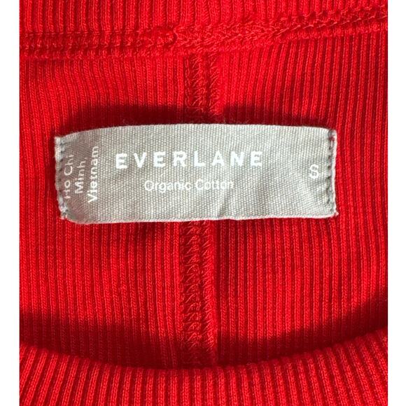 Everlane The Ribbed Mini Dress Red Long Sleeve Size Small - Picture 6 of 9